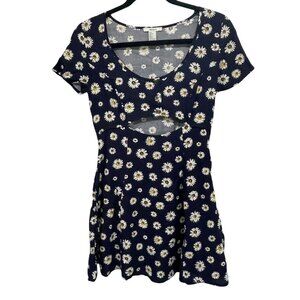 Forever 21 Daisy Print‎ Blue Floral Cutout Mini Dress Size Small